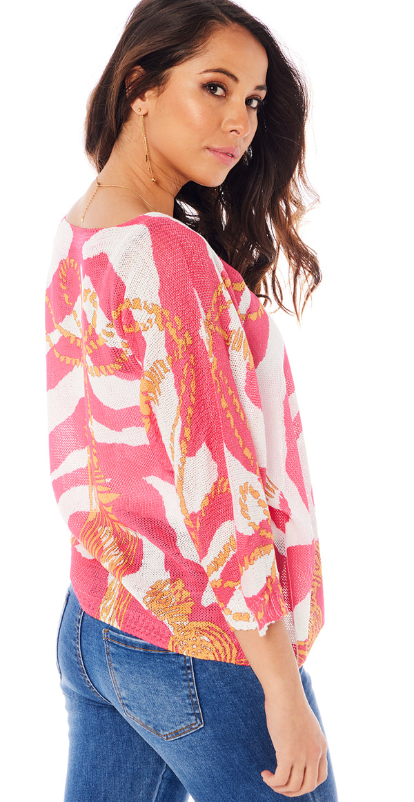 Bluse med mønster pink Likelondon