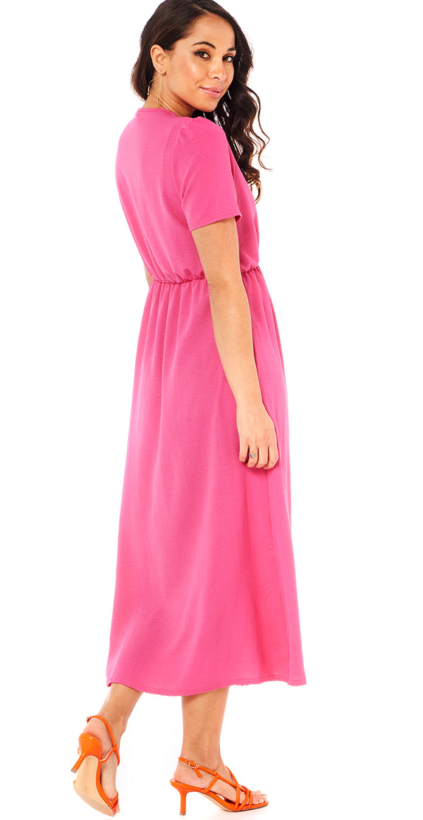 Kjole med v-hals pink Likelondon