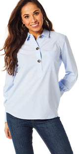 Chambray blue skjorte med stolpelukning (4502389817425)