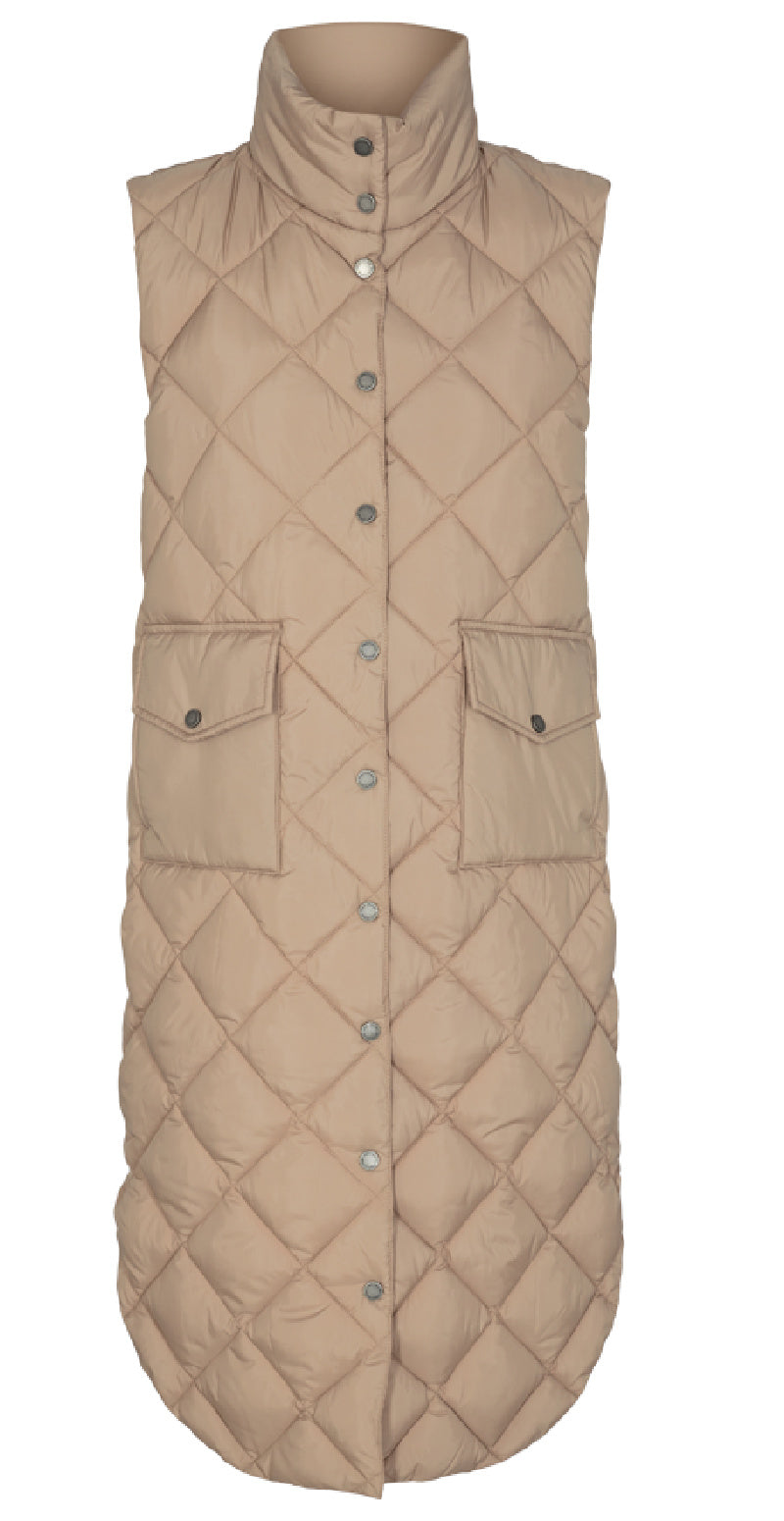 Sand lang quiltet vest