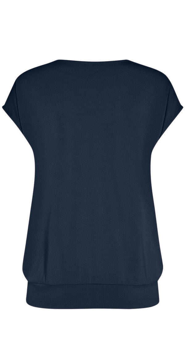 Navy bluse med slå-om effekt