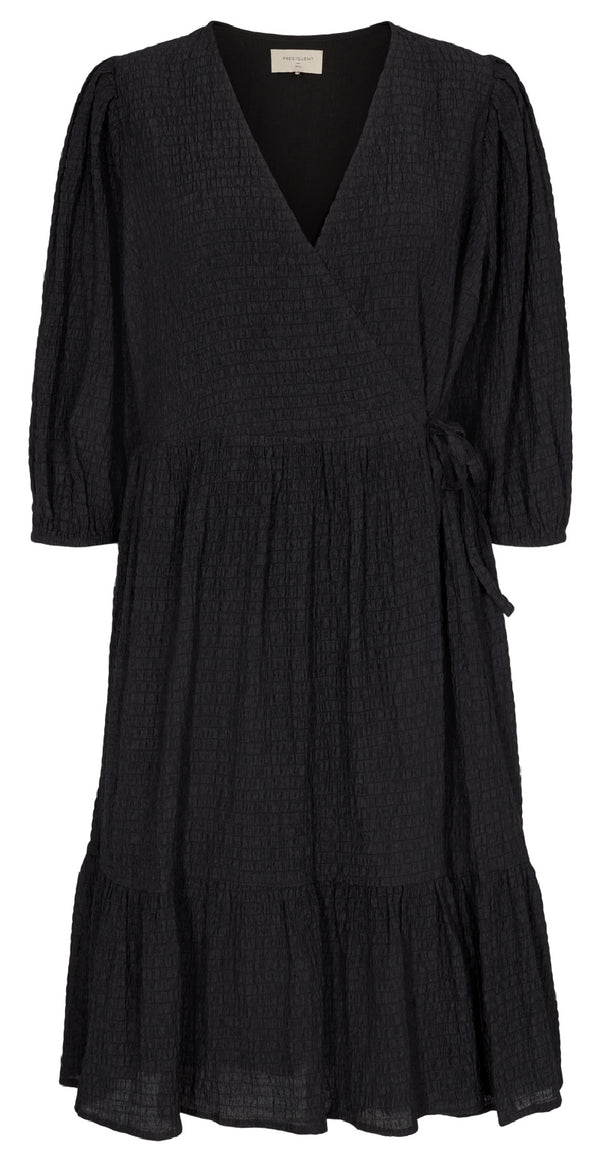 Kort kjole med slå-om effekt sort