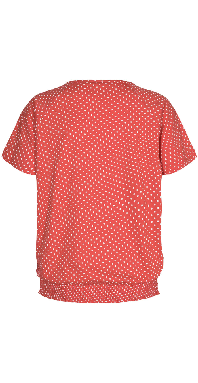 Kortærmet bluse med prikker rød