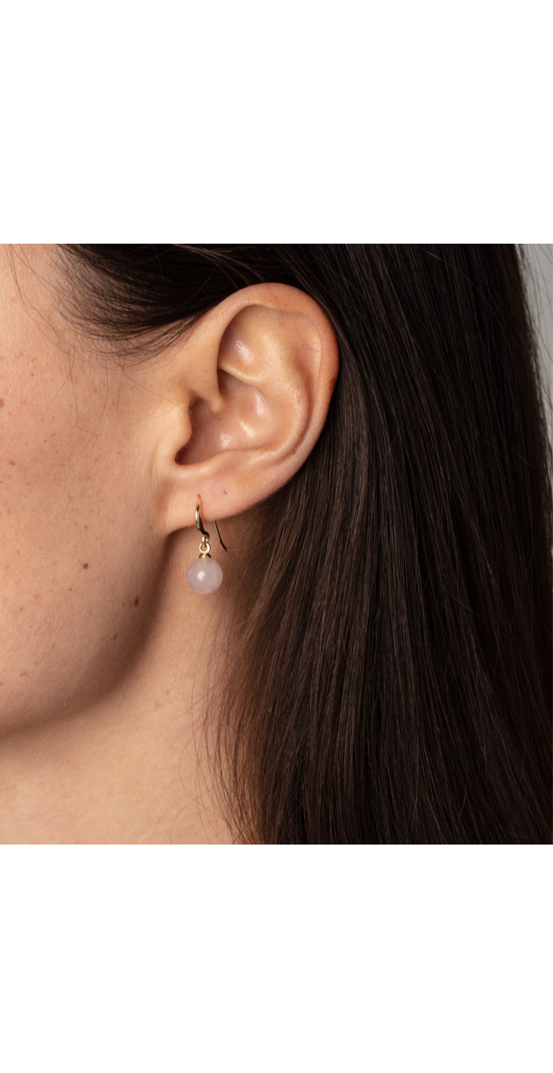 Guld øreringe med rosa glasperle (4502612344913)