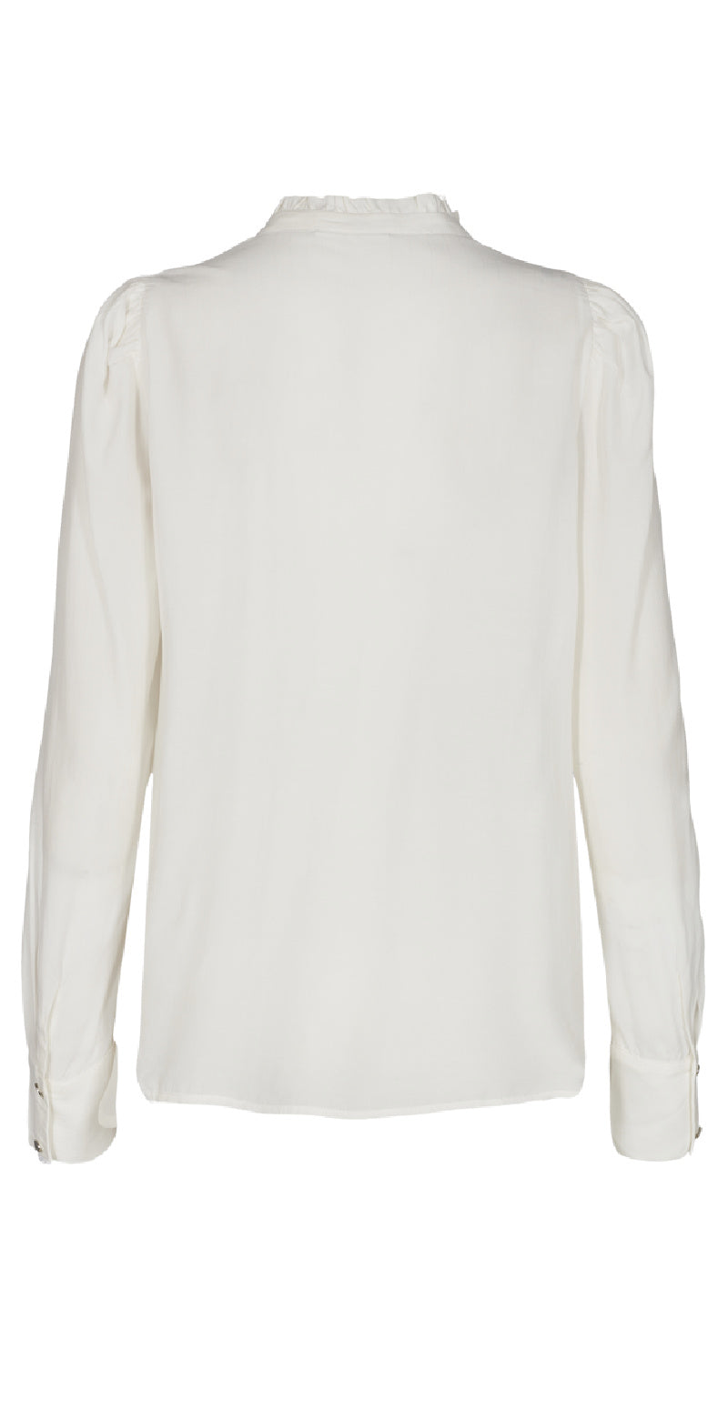 April bluse med flæse off white