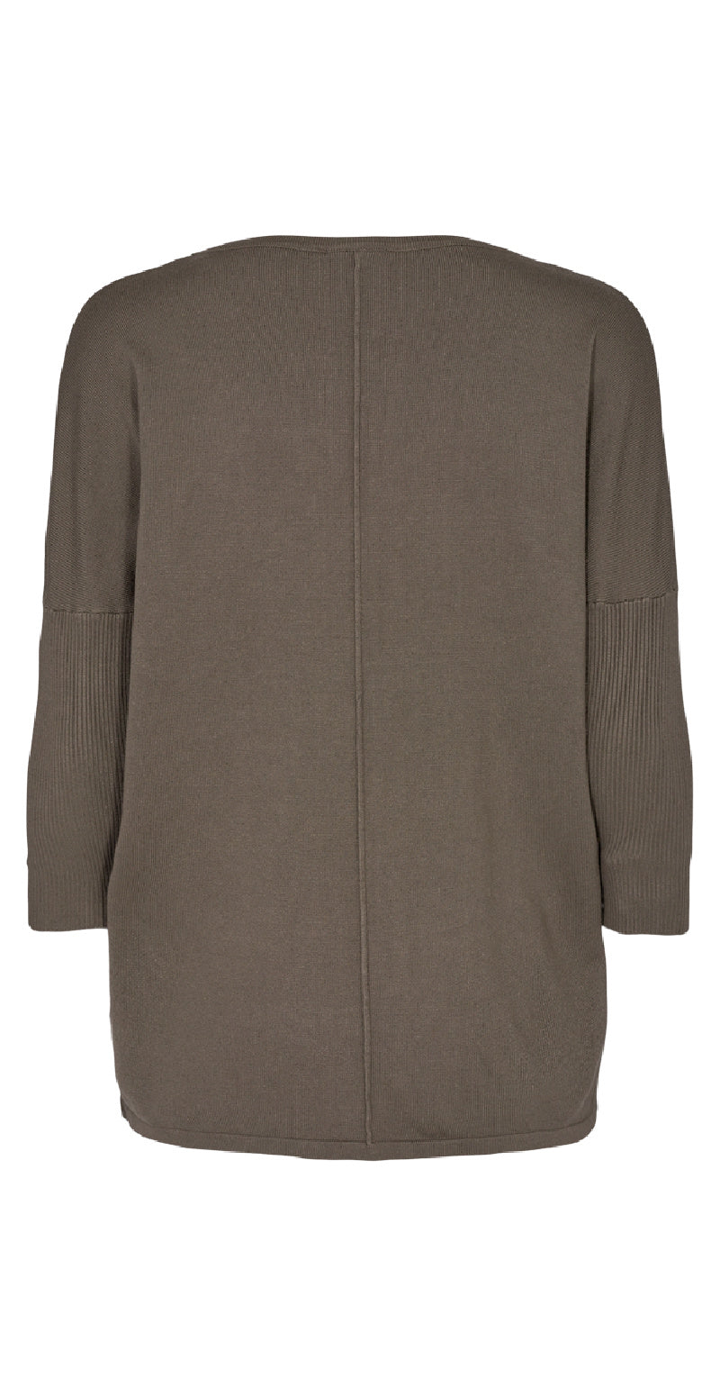 Strikbluse med 3/4 ærme morel