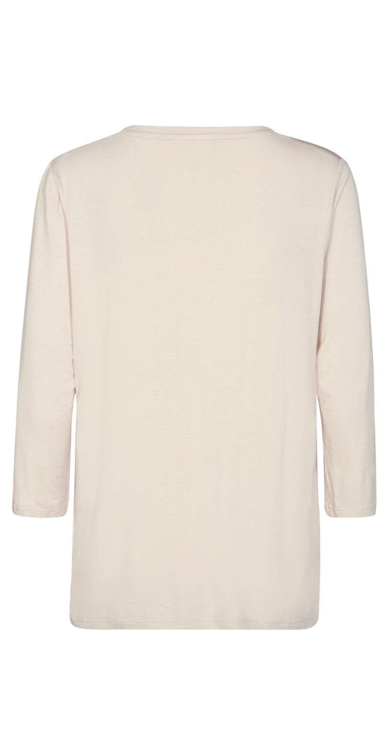 Bluse med v-hals sand