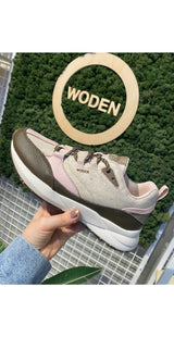 Sneakers med læder og kork