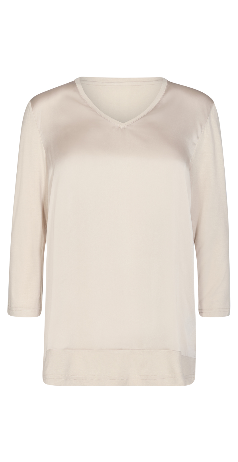 Bluse med v-hals sand