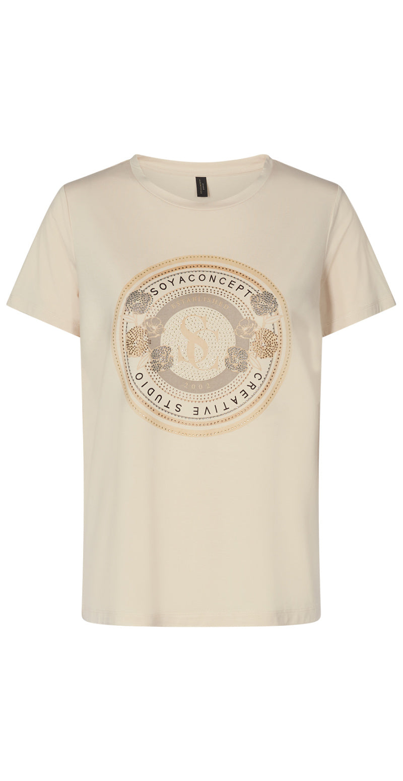 Bluse med sten cream