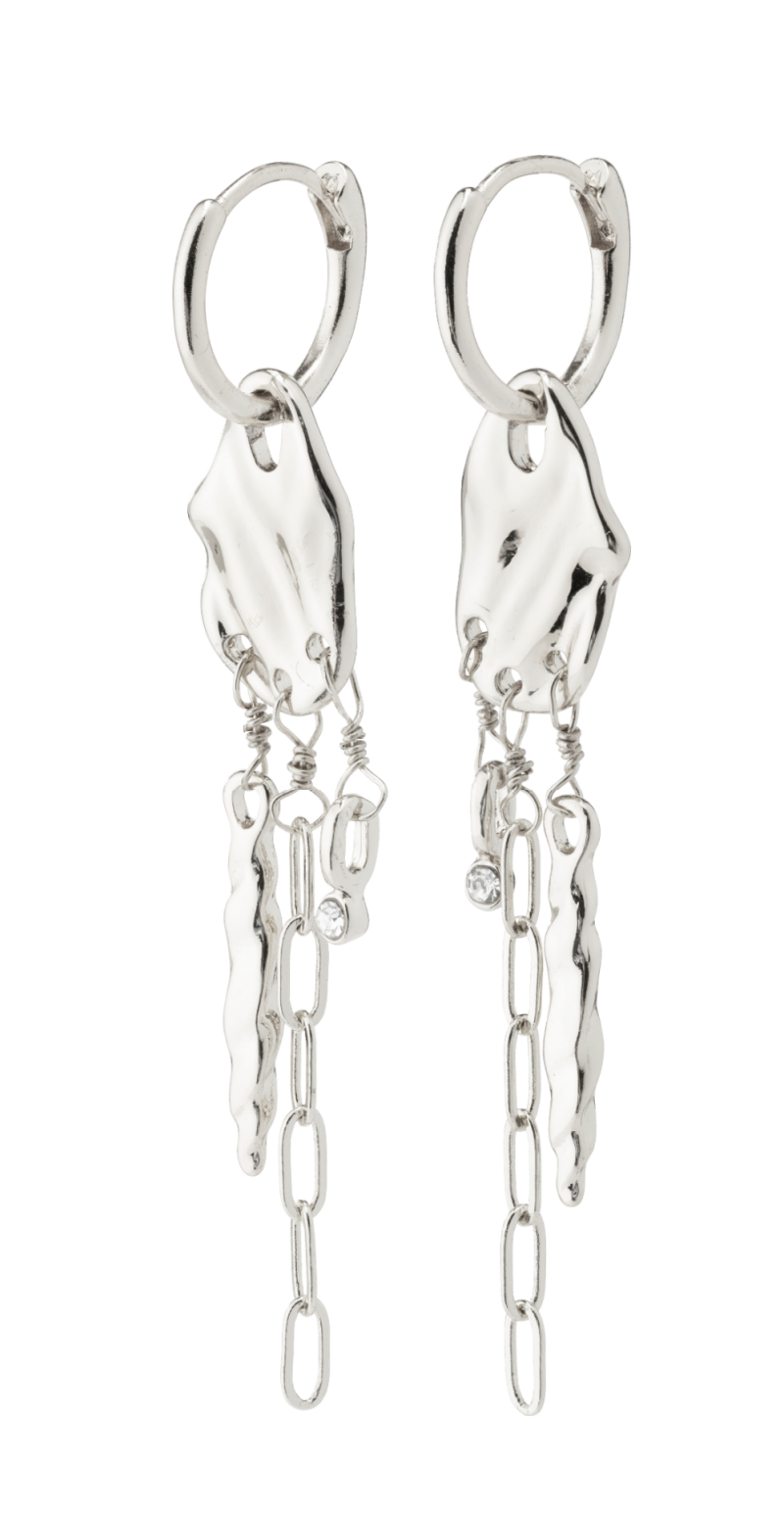 Sølvbelagt huggie hoops med vedhæng