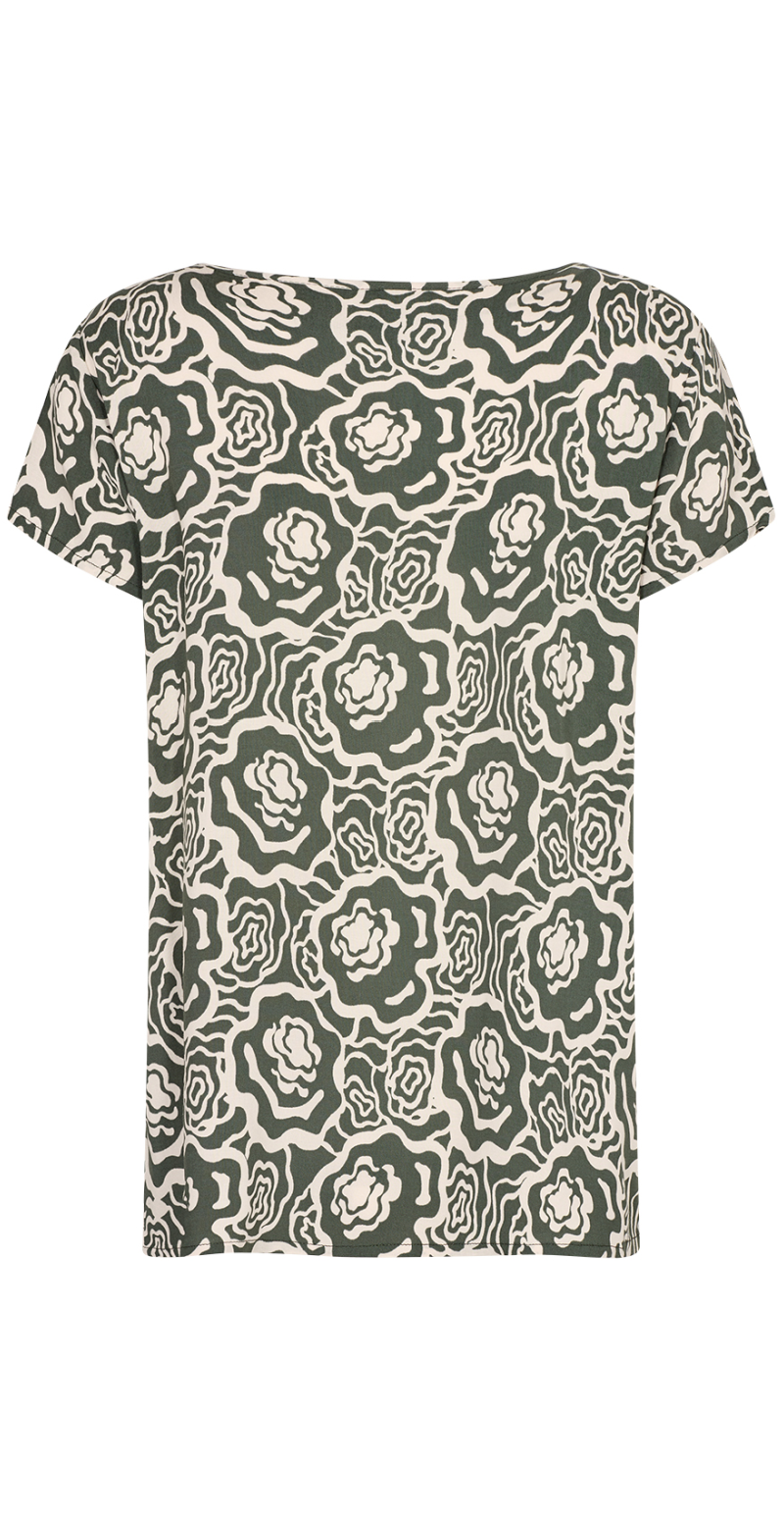 T-shirt med blomsterprint grøn Likelondon