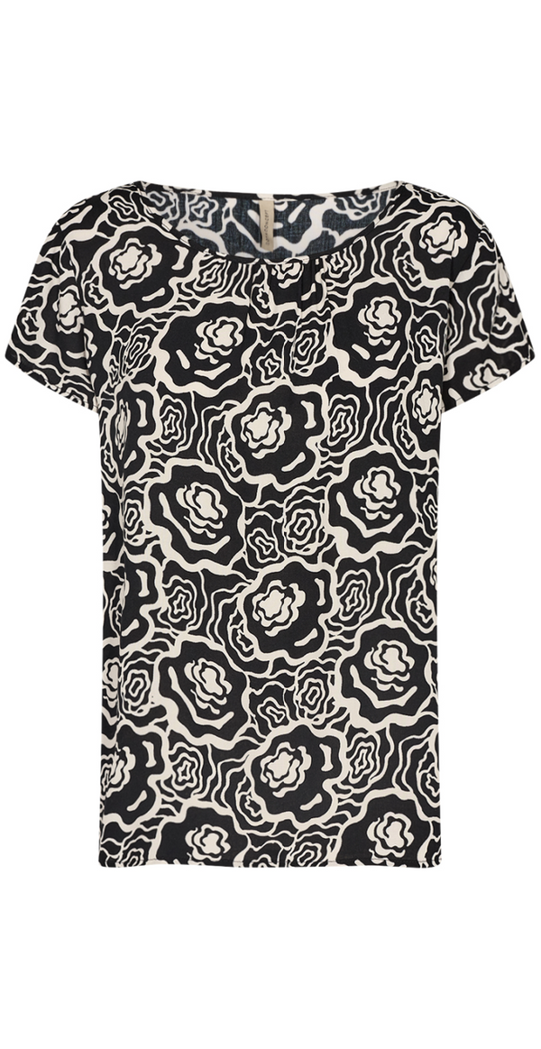 T-shirt med blomsterprint sort Likelondon