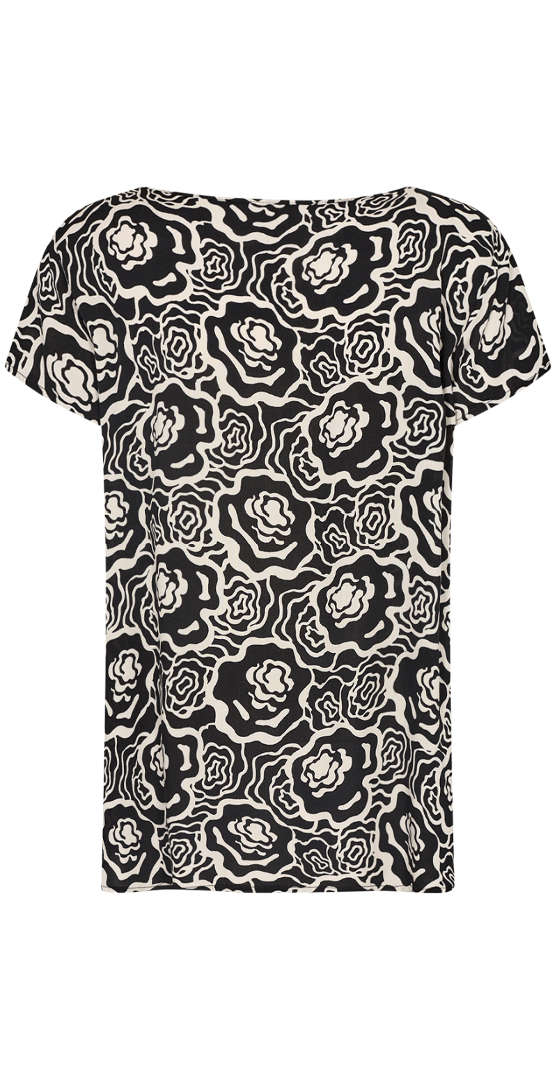 T-shirt med blomsterprint sort Likelondon