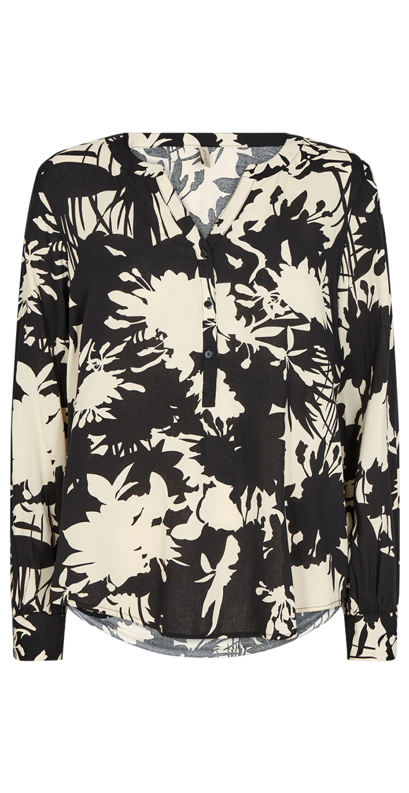 Bluse med grafisk print sort