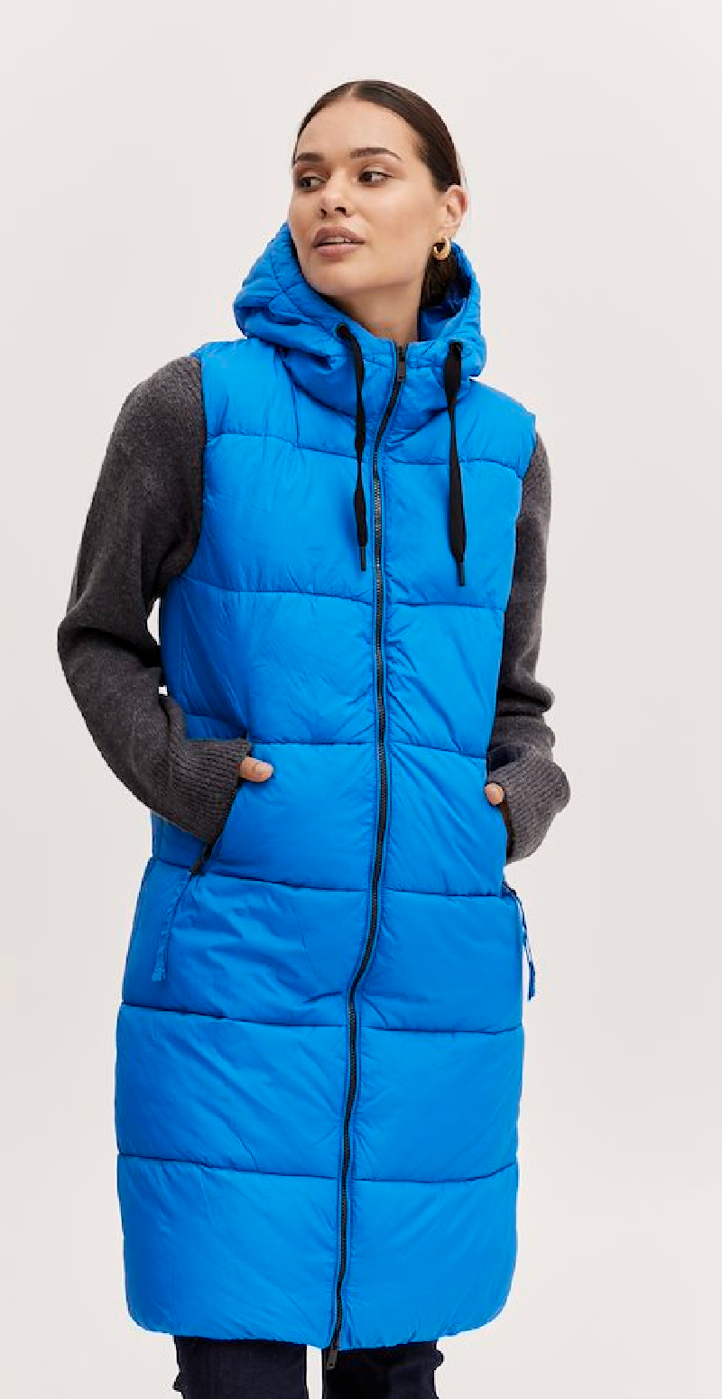 Lang vest med lommer french blue