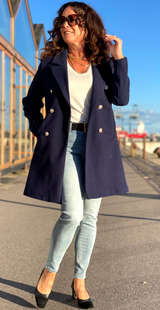 Jakke med knapper navy Likelondon