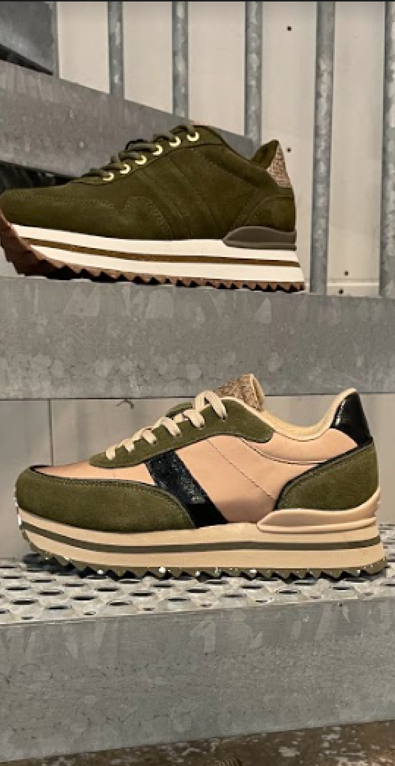 Plateau sneakers i ruskind dark olive