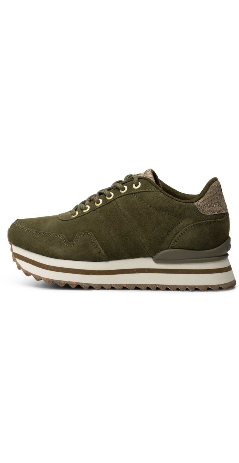 Plateau sneakers i ruskind dark olive