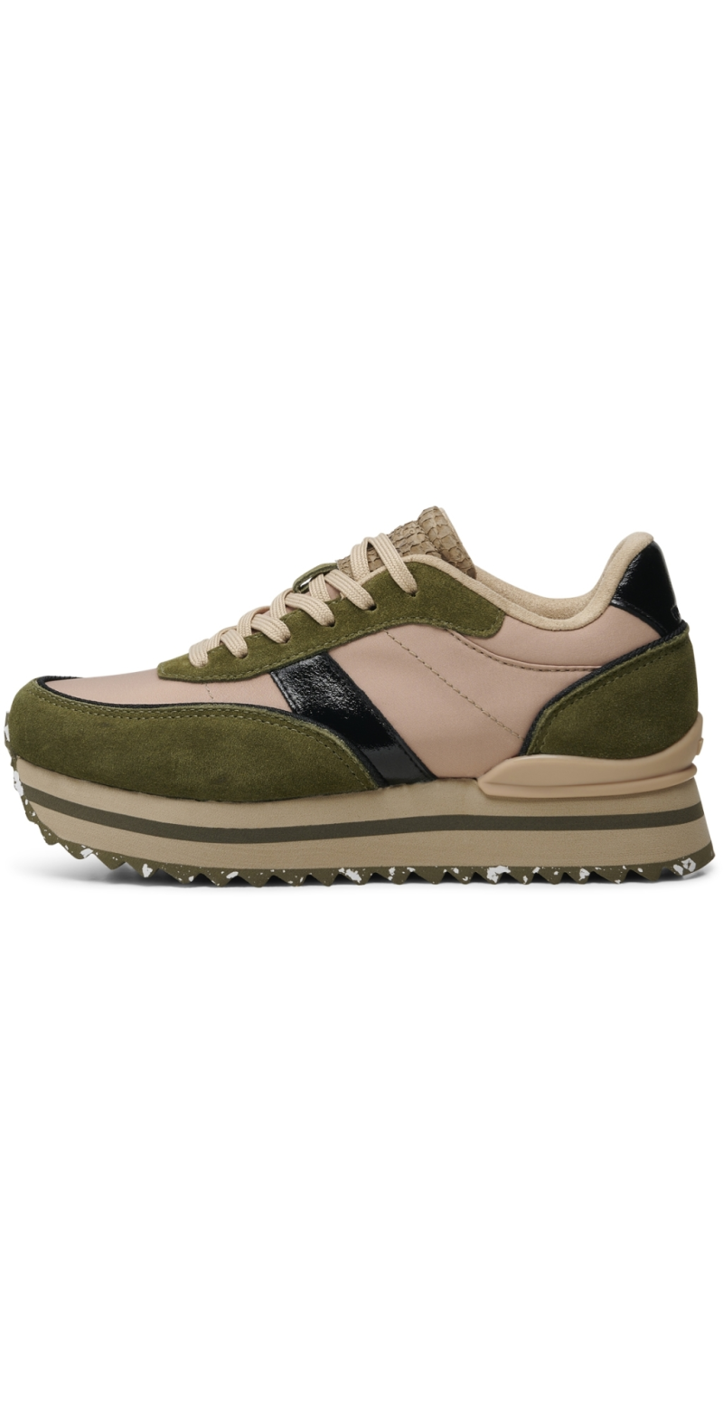 Plateau sneakers med detaljer cream/olive