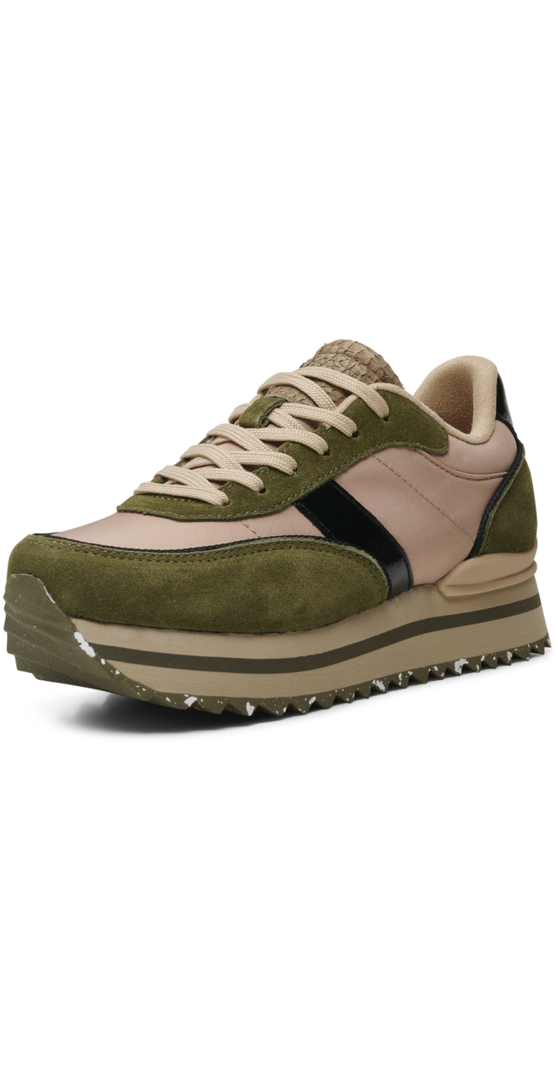 Plateau sneakers med detaljer cream/olive