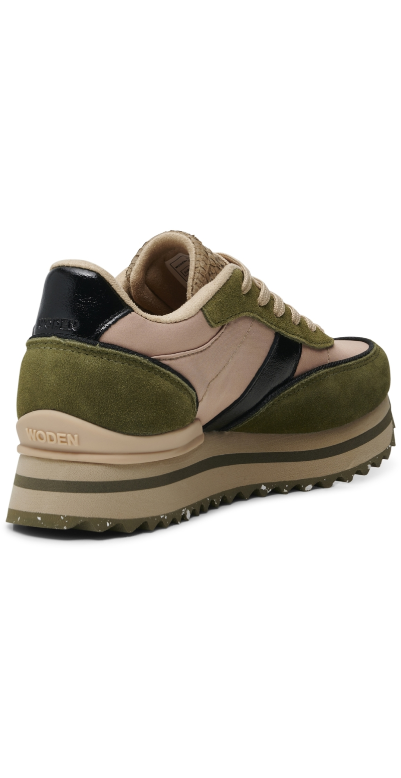 Plateau sneakers med detaljer cream/olive