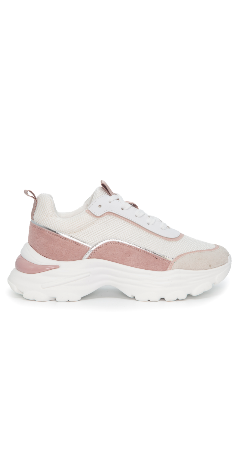 Chunky sneakers med snørebånd light pink