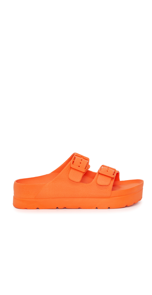 Slip-in sandal med spænde orange