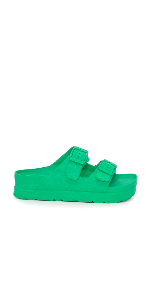 Slip-in sandal med spænde grøn