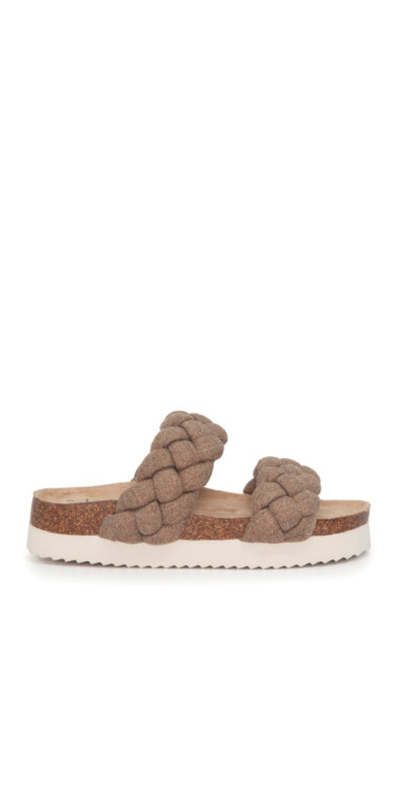 Sandal med flettede stropper taupe