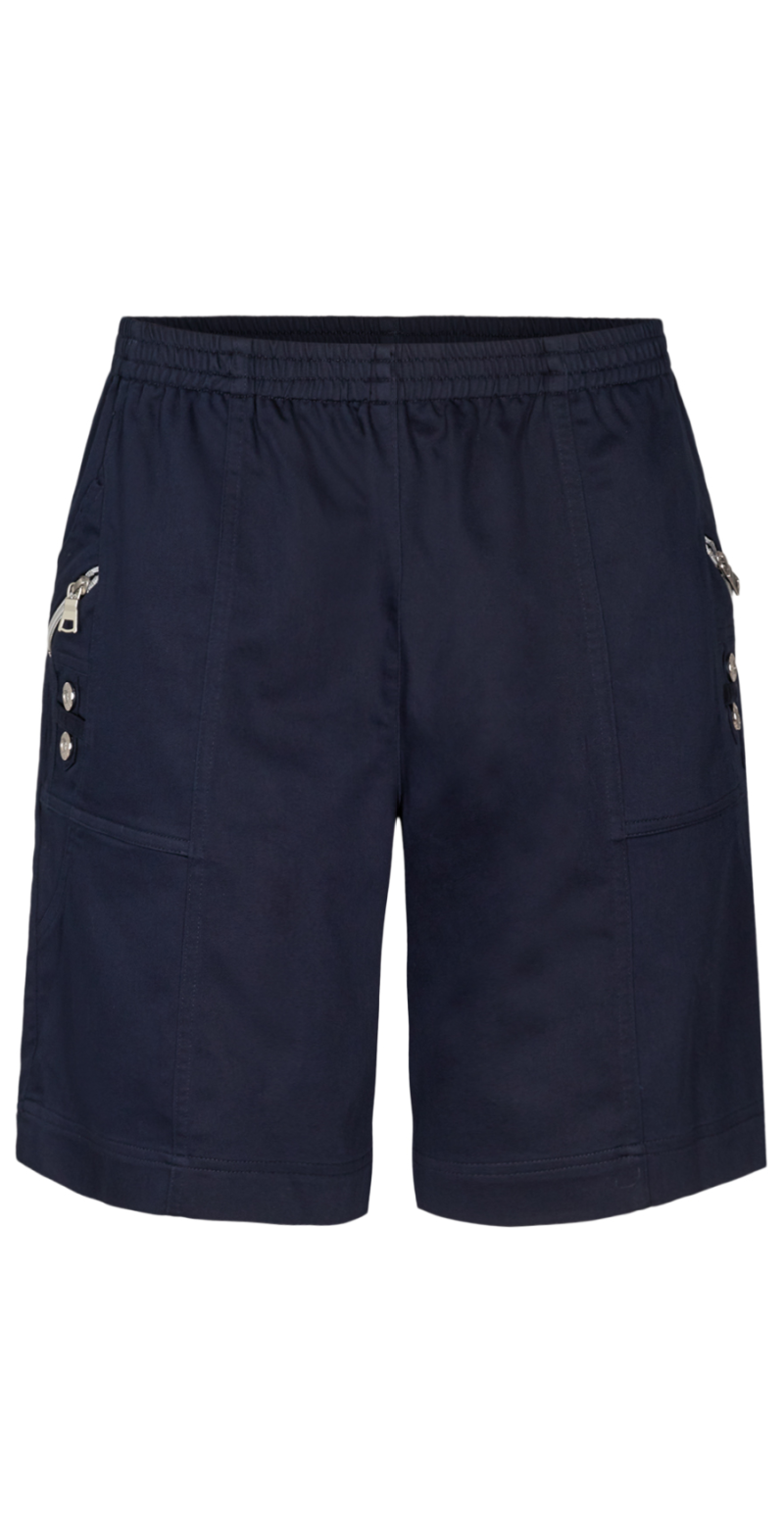 Lily shorts med elastik og detaljer navy