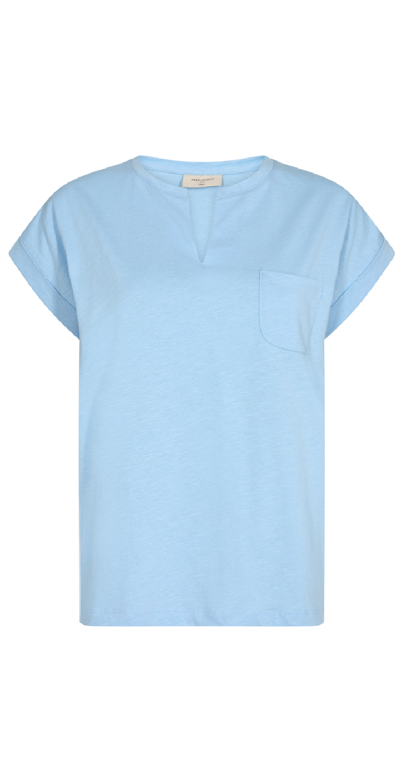 T-shirt med brystlomme chambray blue