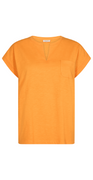 Kortærmet bluse med brystlomme flame orange
