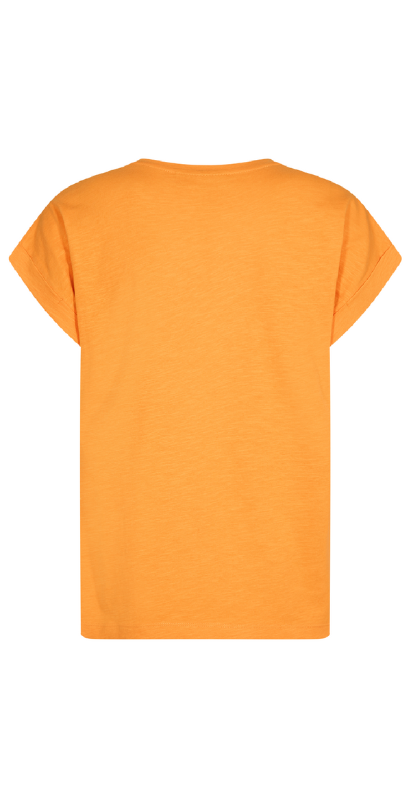 Kortærmet bluse med brystlomme flame orange