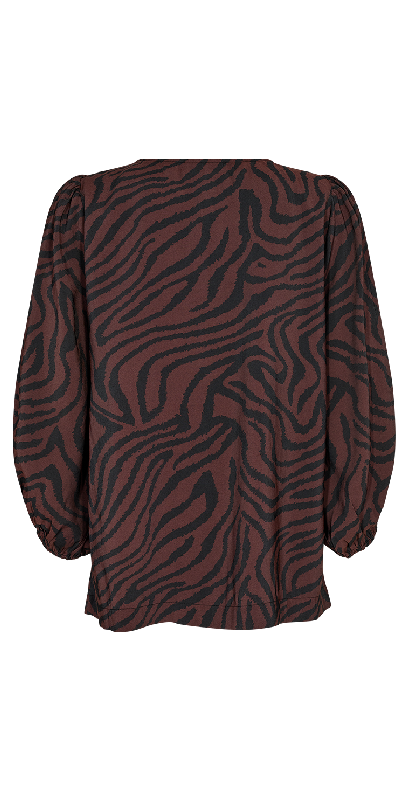 Tidi bluse coffee bean w. black