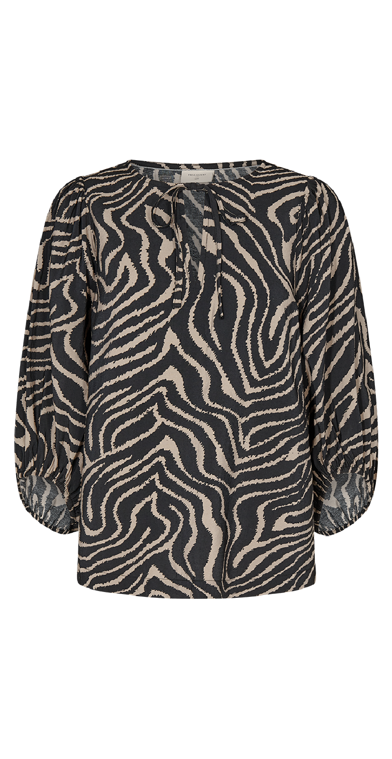 Tidi bluse silver mink w. black