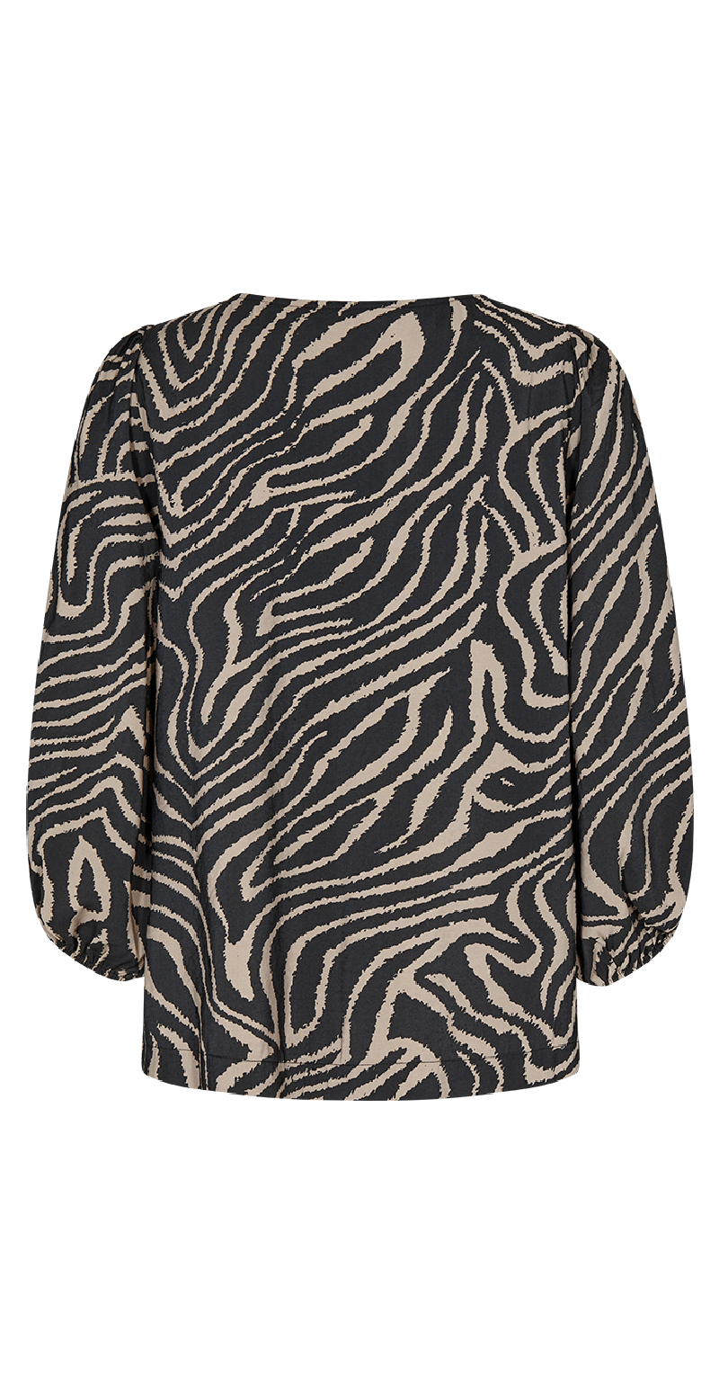 Tidi bluse silver mink w. black