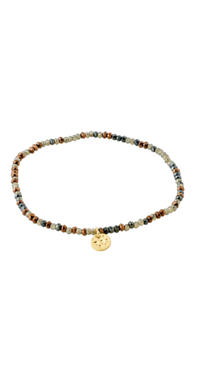 Armbånd med glasperler grå