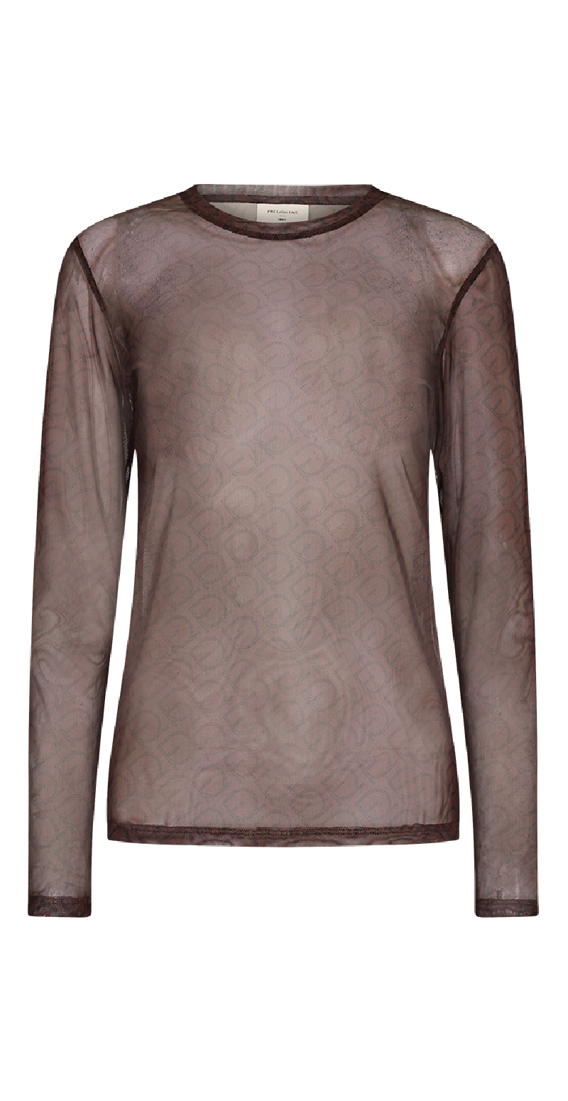 Babara bluse coffee bean w. black