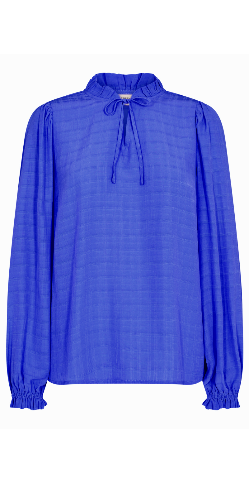 Bluse med struktur blå