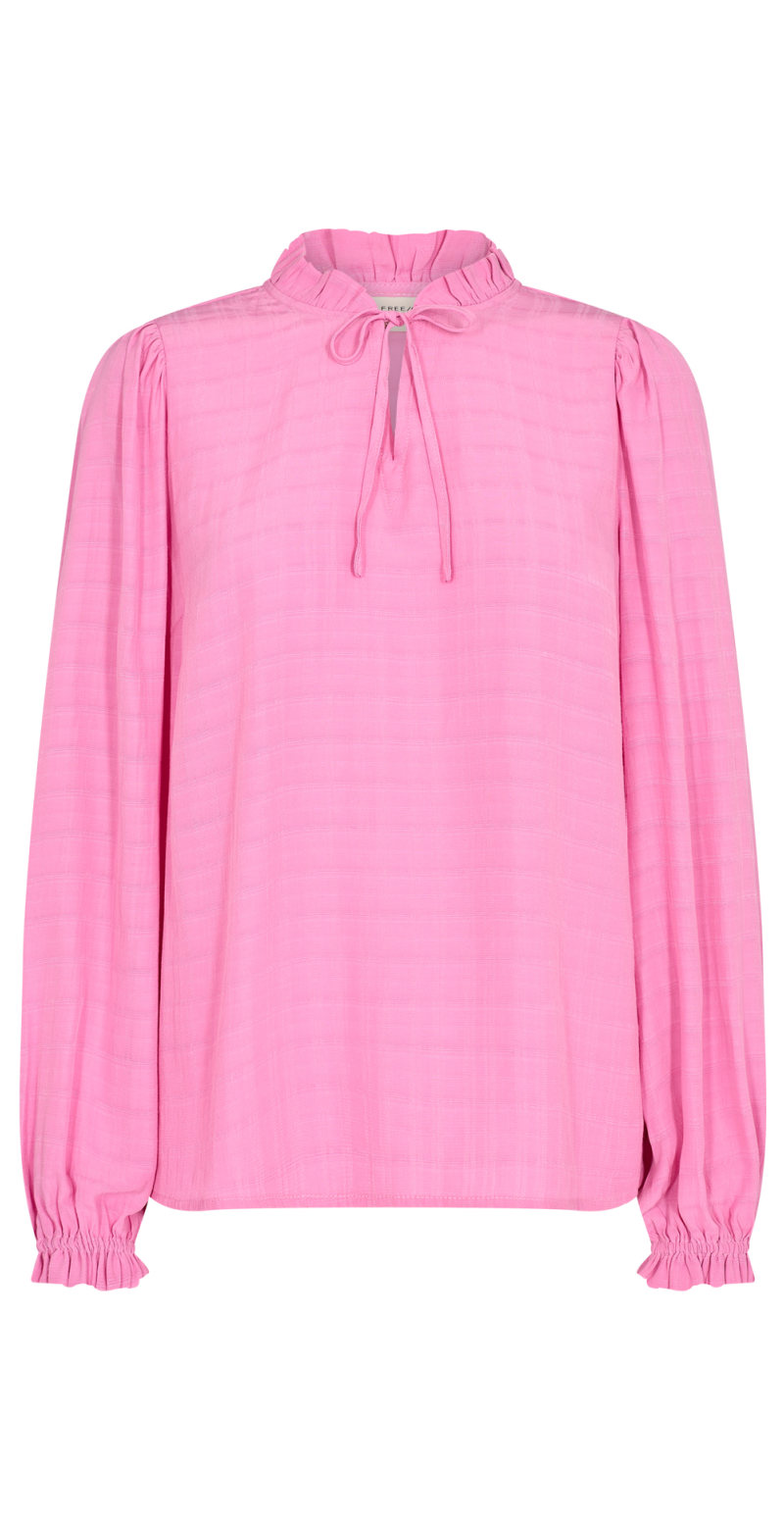 Bluse med struktur pink