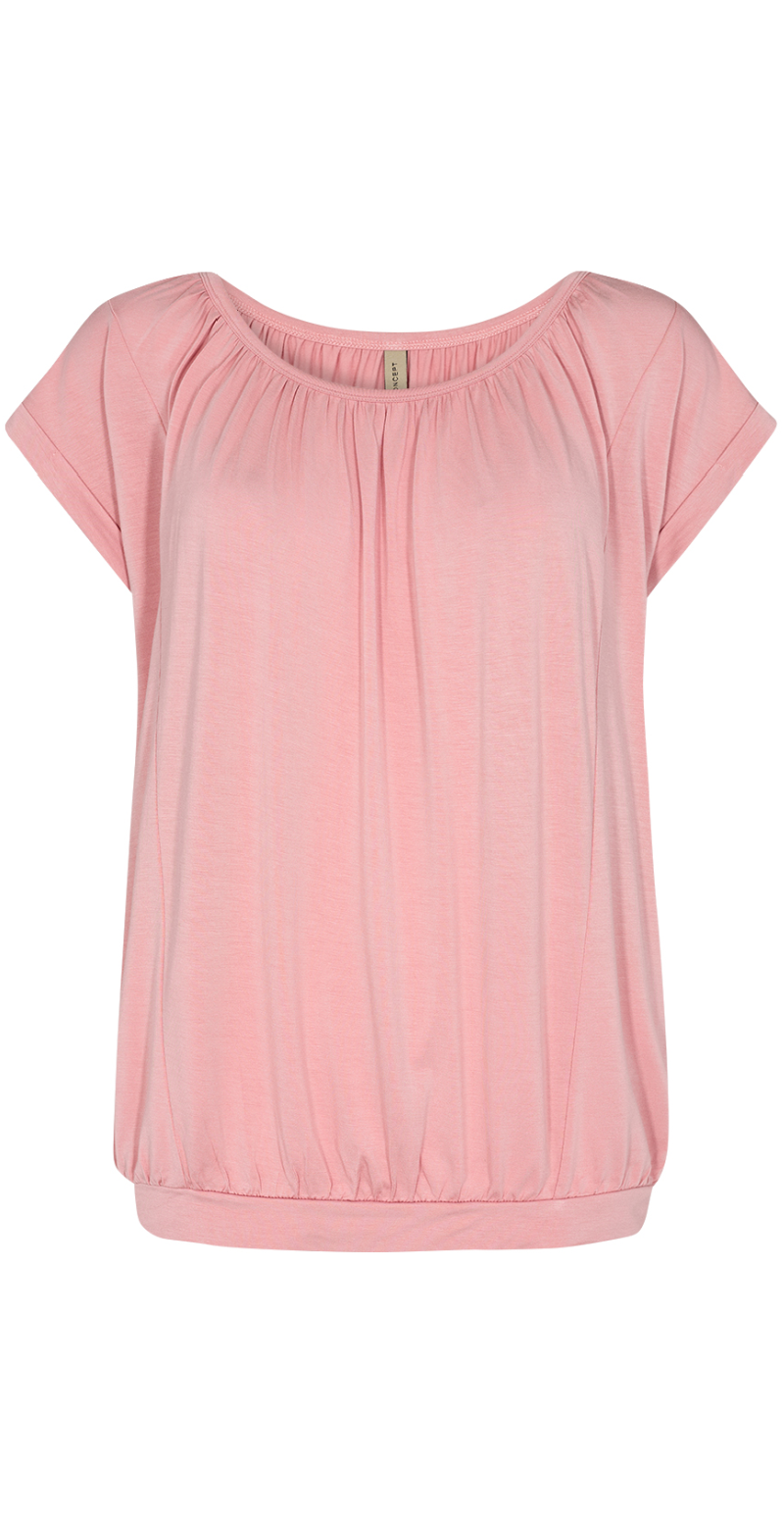 Sophia bluse med rund hals lys rosa