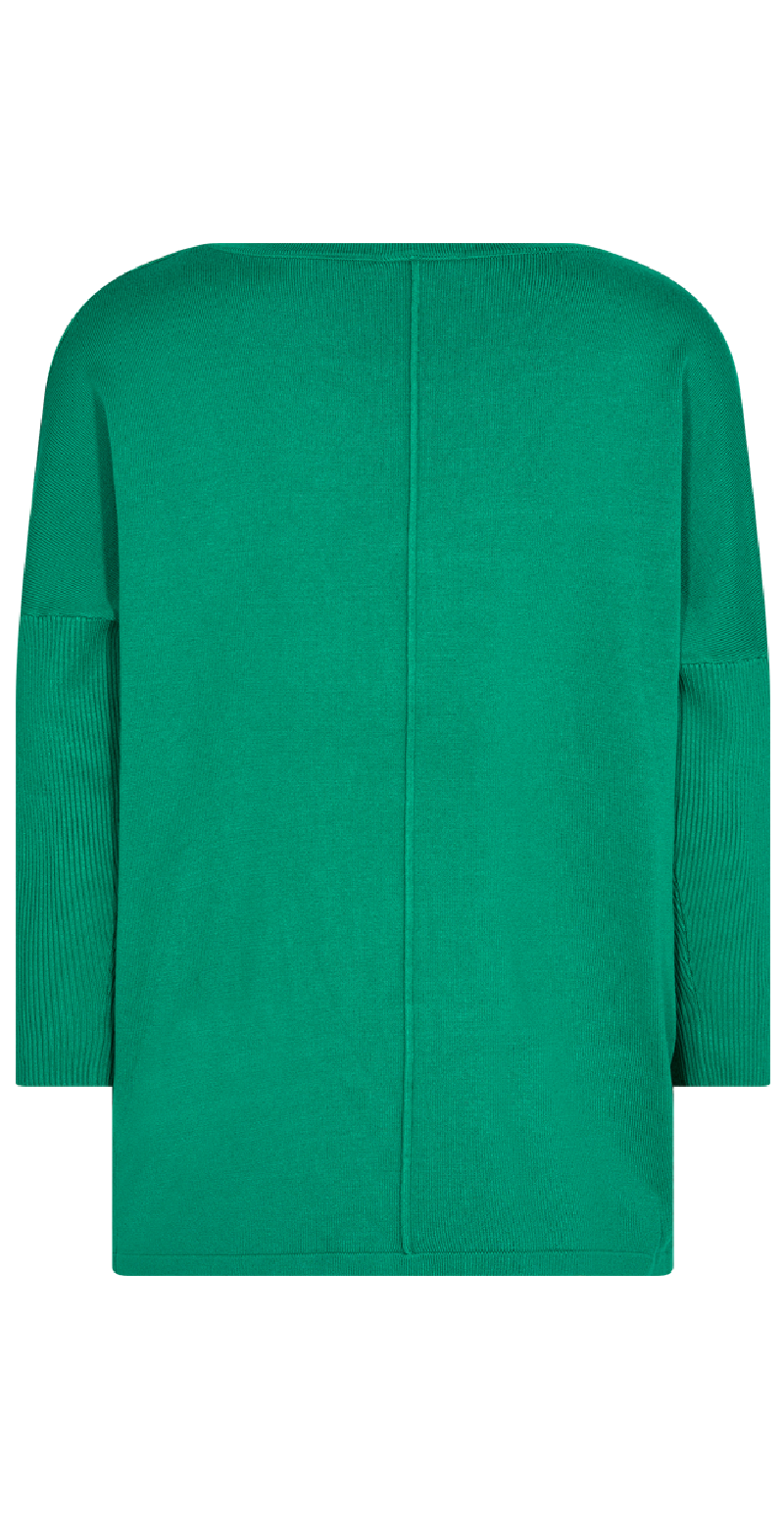 Strikbluse med 3/4 ærme pepper green