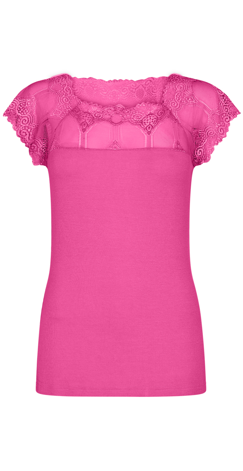 T-shirt med broderi pink