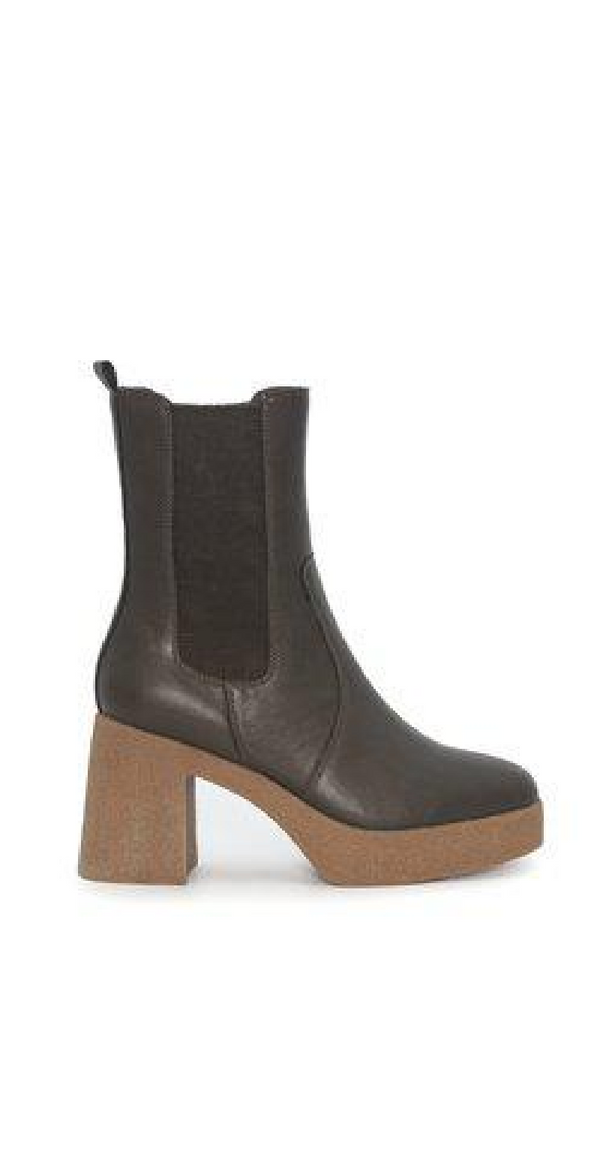 Støvlet med platform khaki