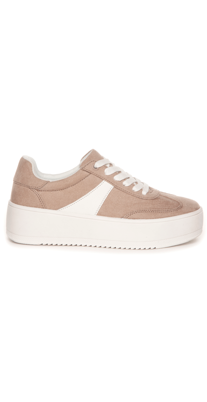 Sneakers i beige og hvid