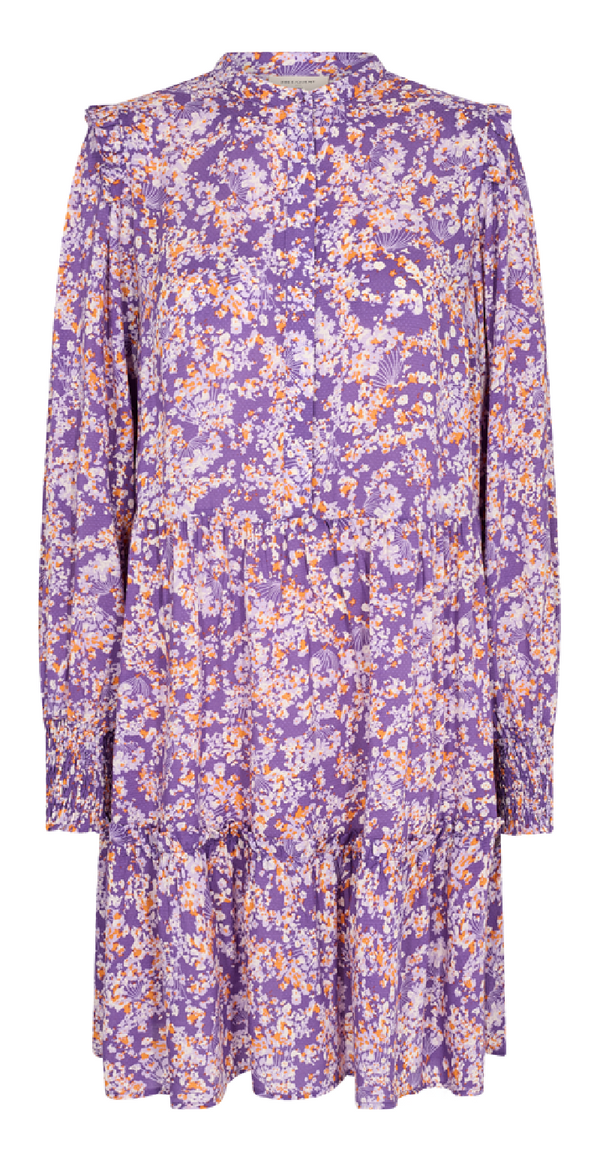 Adney kjole med flæser royal lilac w. lavendula