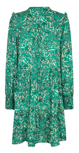 Adney kjole med flæser pepper green w. sharp green
