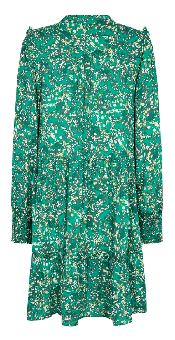 Adney kjole med flæser pepper green w. sharp green