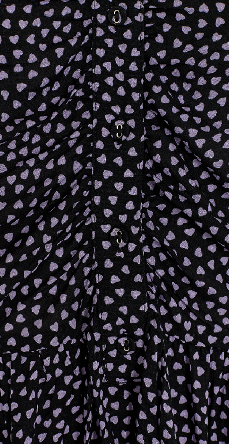 Adney kjole med hjerte print black w. lavendula